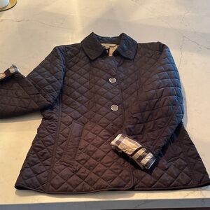 Burberry Quilted Pea Coat in Rich Brown